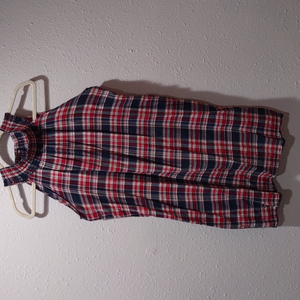 Red/white/blue checked summer dress, Sz L